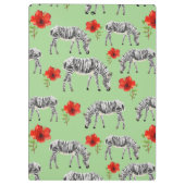 Zebras onder Hibiscus Flowers | Monogram Klembord (Achterkant)