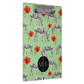 Zebras onder Hibiscus Flowers | Monogram Klembord (Rechts)
