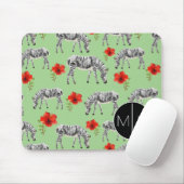 Zebras onder Hibiscus Flowers | Monogram Muismat (Met muis)