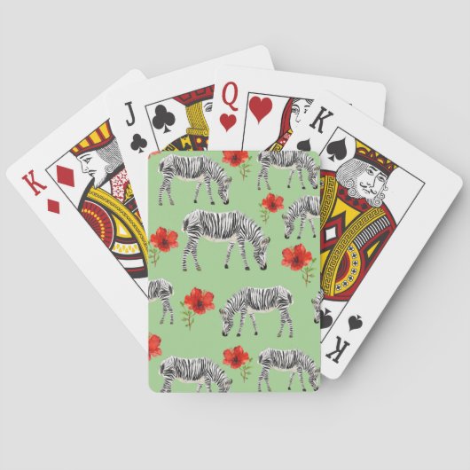 Zebras onder Hibiscus Flowers Pokerkaarten (Achterkant)