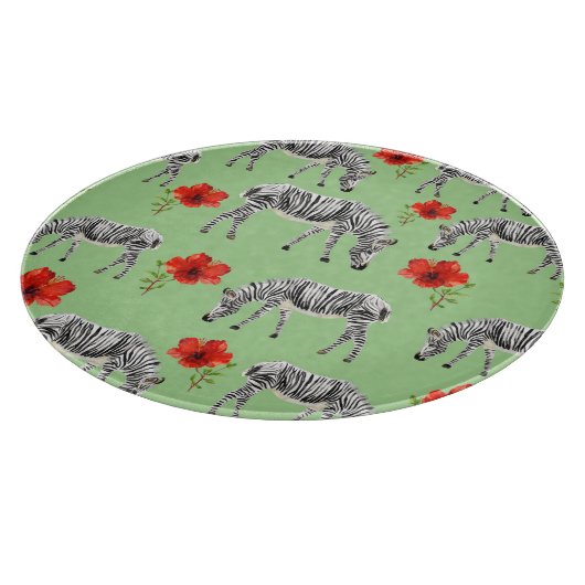 Zebras onder Hibiscus Flowers Snijplank (Hoek)