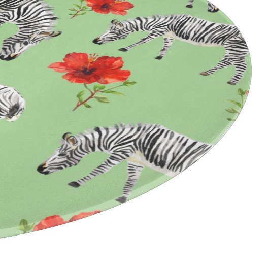 Zebras onder Hibiscus Flowers Snijplank (Hoek)