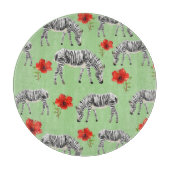 Zebras onder Hibiscus Flowers Snijplank (Voorkant)
