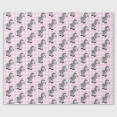 Zebra's op Pink Gingham Cadeaupapier (Vlak)