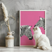 Zebras op Roze Preppy Dier Kunstprint Poster
