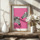 Zebra's op Roze Preppy Dieren Kunstprint Poster
