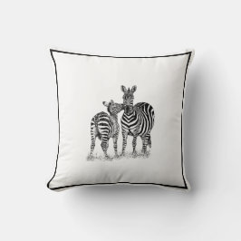 Zebras op zwart-wit Sierkussen, 16 x 16 inch Kussen