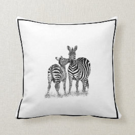 Zebras op zwart-wit Sierkussen, 16 x 16 inch Kussen