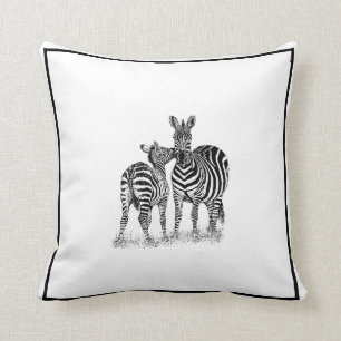 Zebras op zwart-wit Sierkussen, 16 x 16 inch Kussen