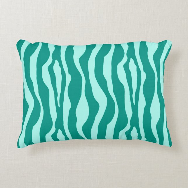 Zebra's - Turquoise en Aqua Accent Kussen (Voorkant)
