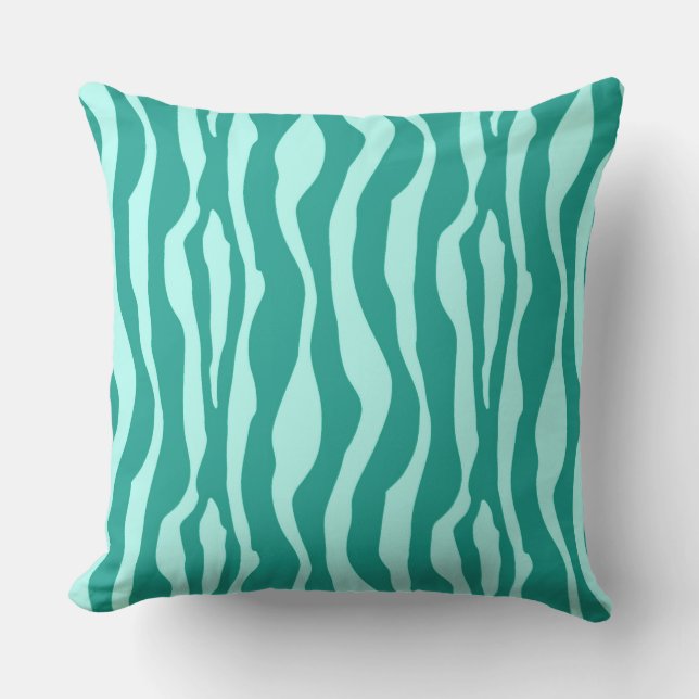 Zebra's - Turquoise en Aqua Buitenkussen (Voorkant)