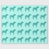 Zebras - Turquoise en Aqua Cadeaupapier (Vlak)