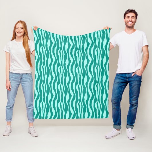 Zebra's - Turquoise en Aqua Fleece Deken (In situ)