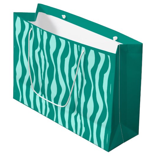 Zebra's - Turquoise en Aqua Large Cadeautasje (Voorkant Gekanteld)