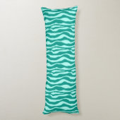 Zebra's - Turquoise en Aqua Lichaamskussen (Achterkant (Verticaal))