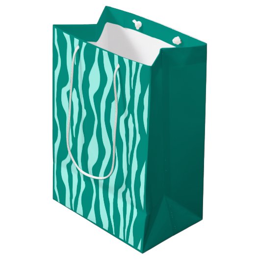 Zebra's - Turquoise en Aqua Medium Cadeauzakje (Voorkant Gekanteld)