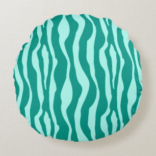 Zebra's - Turquoise en Aqua Rond Kussen