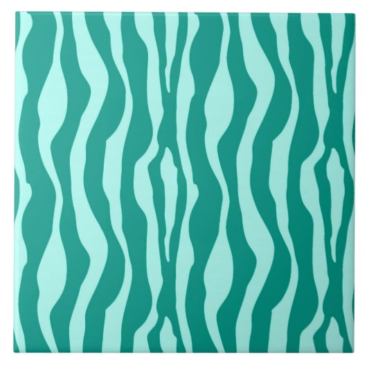 Zebra's - Turquoise en Aqua Tegeltje (Voorkant)