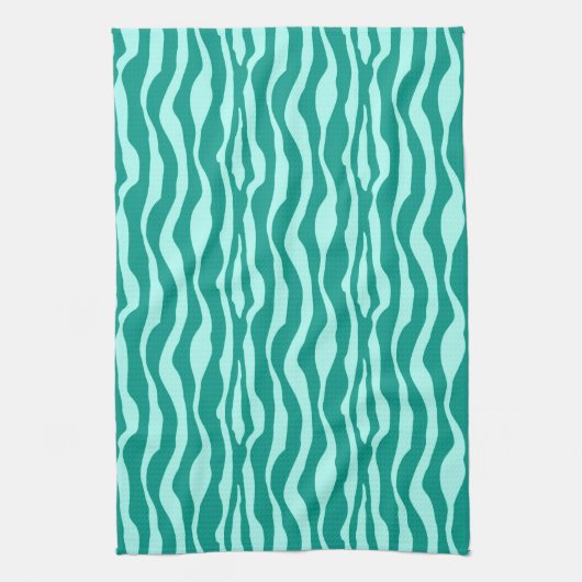 Zebra's - Turquoise en Aqua Theedoek (Verticaal)