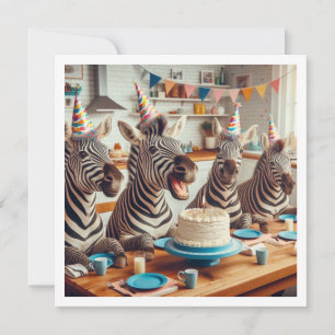 Zebra's vieren, zebra verjaardagsuitnodiging kaart