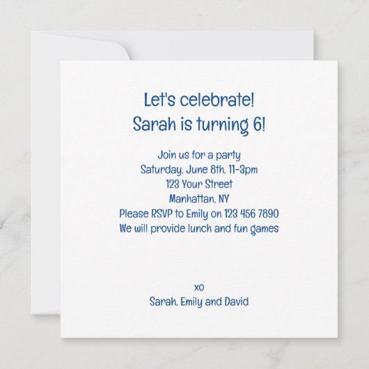 Zebra's vieren, zebra verjaardagsuitnodiging kaart (Achterkant)