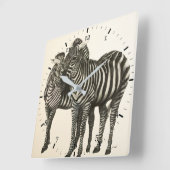 Zebras Vierkante Klok (Hoek)
