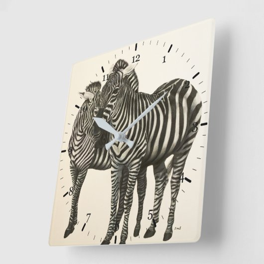 Zebras Vierkante Klok (Hoek)