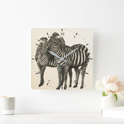 Zebras Vierkante Klok (Huis)