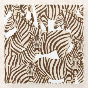 Zebra's, wilde savanne, naadloos patroon glazen onderzetter