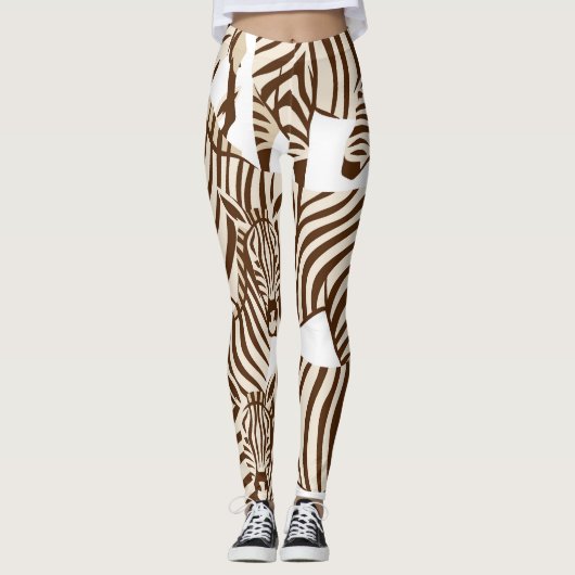 Zebra's, wilde savanne, naadloos patroon leggings (Voorkant)