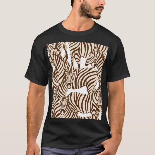 Zebra's, wilde savanne, naadloos patroon t-shirt (Voorkant)