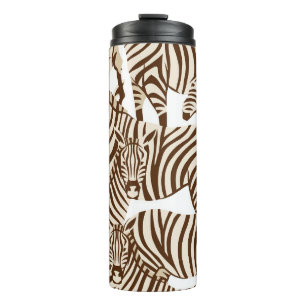 Zebra's, wilde savanne, naadloos patroon thermosbeker