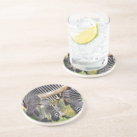 ZEBRAS ZANDSTEEN ONDERZETTER (Zijkant)