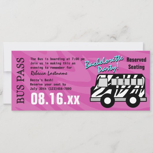 Zebrastreep Buspas Kippen Feestje Kaart (Voorkant)