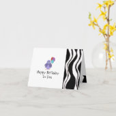 Zebrastreep Met Vogel en Ballonnen Kaart (Gele Bloem)