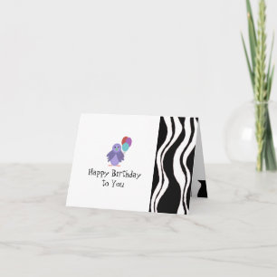Zebrastreep Met Vogel en Ballonnen Kaart