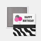 Zebrastreep Verjaardagsballonnen Magneet (Voorkant / Achterkant)