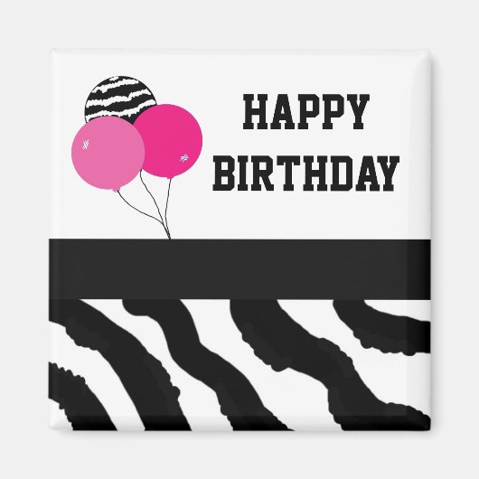 Zebrastreep Verjaardagsballonnen Magneet (Voorkant)
