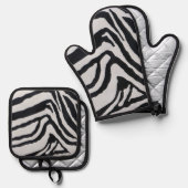 Zebrastreeppatroon Ovenwant & Pannenlap Set (Voorkant / Achterkant)