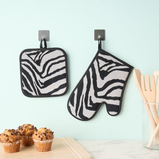 Zebrastreeppatroon Ovenwant & Pannenlap Set (Insitu(Ophanging))