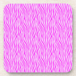 Zebrastrepen in een poederroze safariprint bier onderzetter