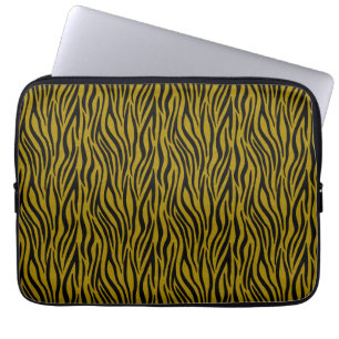 Zebrastrepen in Safari Zwart en Bruin Laptop Sleeve