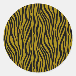 Zebrastrepen in Safari Zwart en Bruin Ronde Sticker