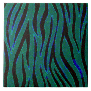 Zebrastrepen in zwart en groene safariprint tegeltje