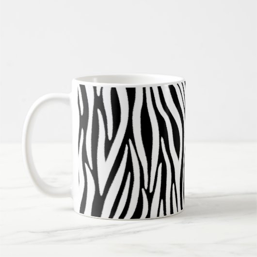 Zebrastrepen in zwart en witte vacht effect koffiemok (Links)