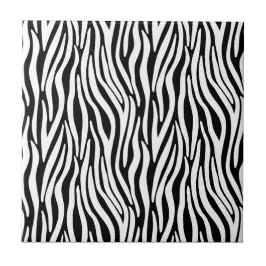 Zebrastrepen in zwart en witte vacht effect tegeltje (Voorkant)