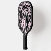 Zebrastrepen op pastelroze pickleball paddle (Links)