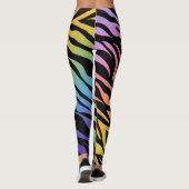 Zebrastrepen Regenboog Gradiënt Print op Zwart Leggings (Achterkant)