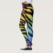 Zebrastrepen Regenboog Gradiënt Print op Zwart Leggings (Links)