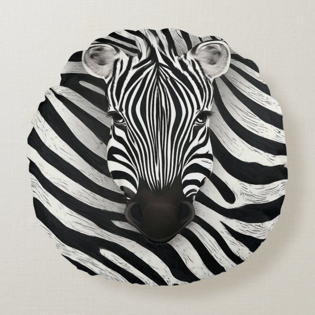 Zebrastrepen Rond Kussen (Voorkant)